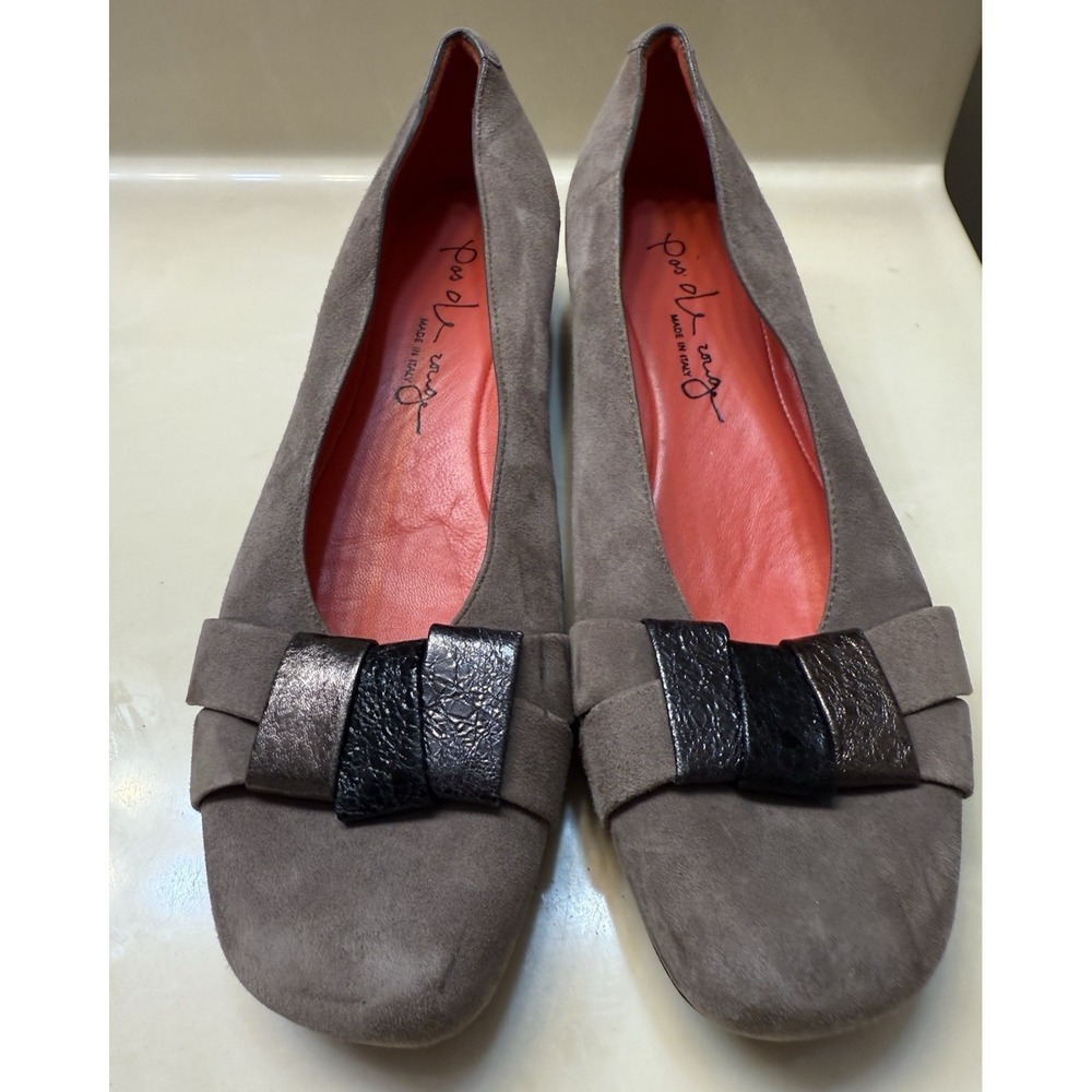 Pas de Rouge Women's Taupe Suede Leather Wedge Slip On Shoes US 9.5 EU 40